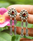 Garnet Petal Earrings