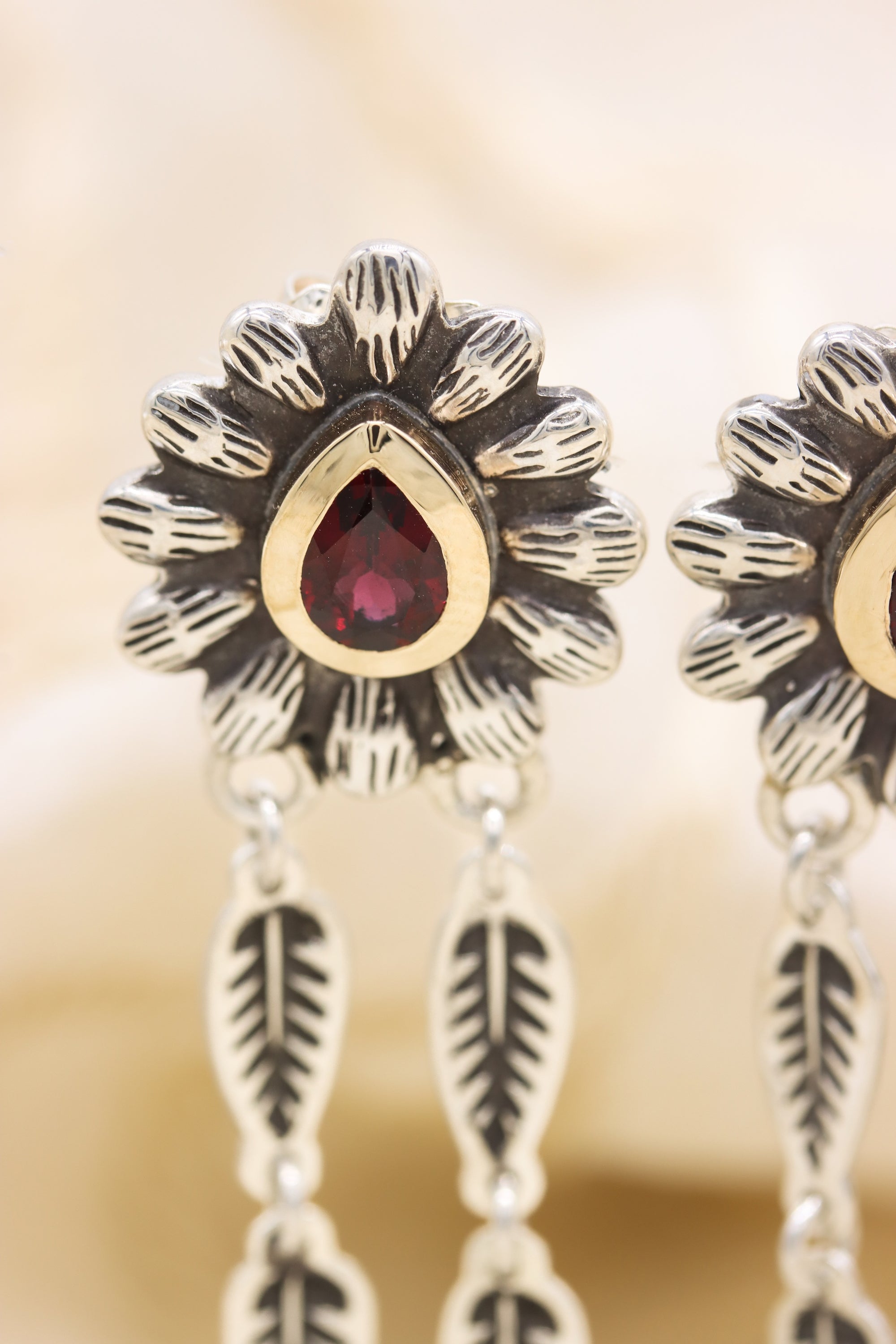 Garnet Petal Earrings