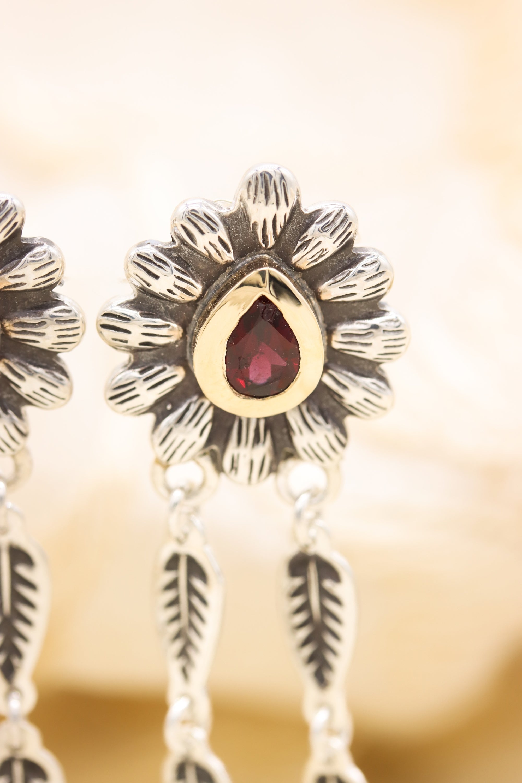 Garnet Petal Earrings