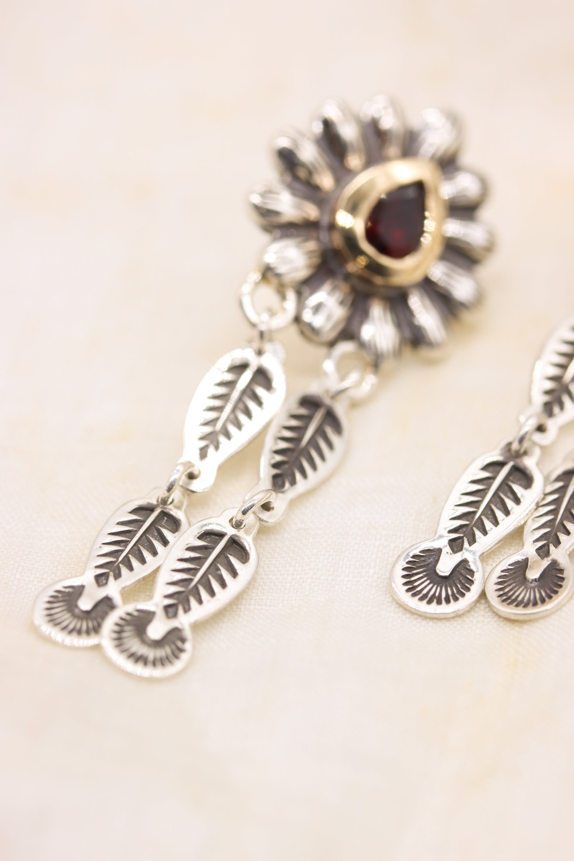 Garnet Petal Earrings