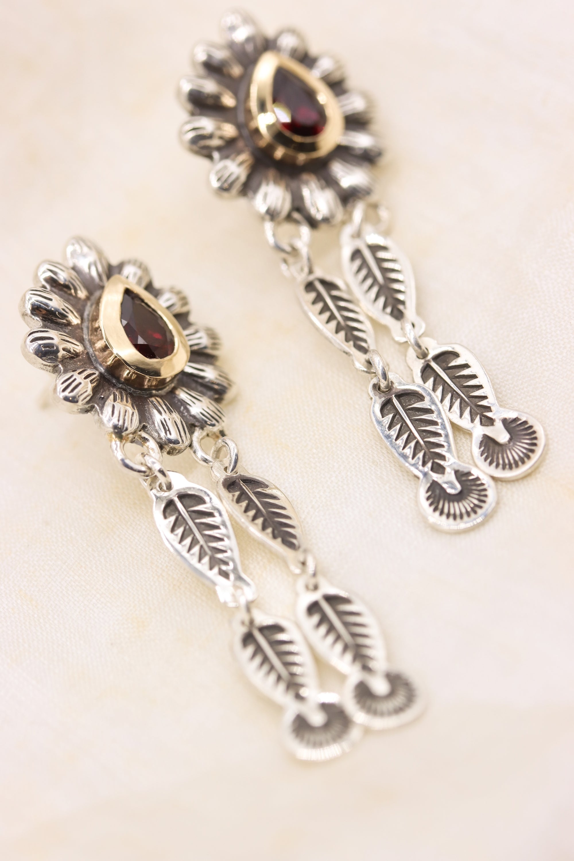 Garnet Petal Earrings