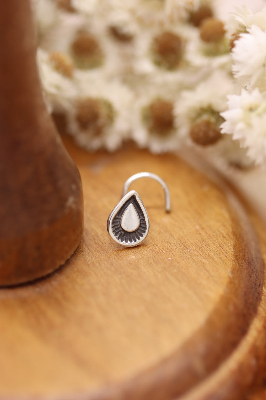 Stamped Silver Nose Stud