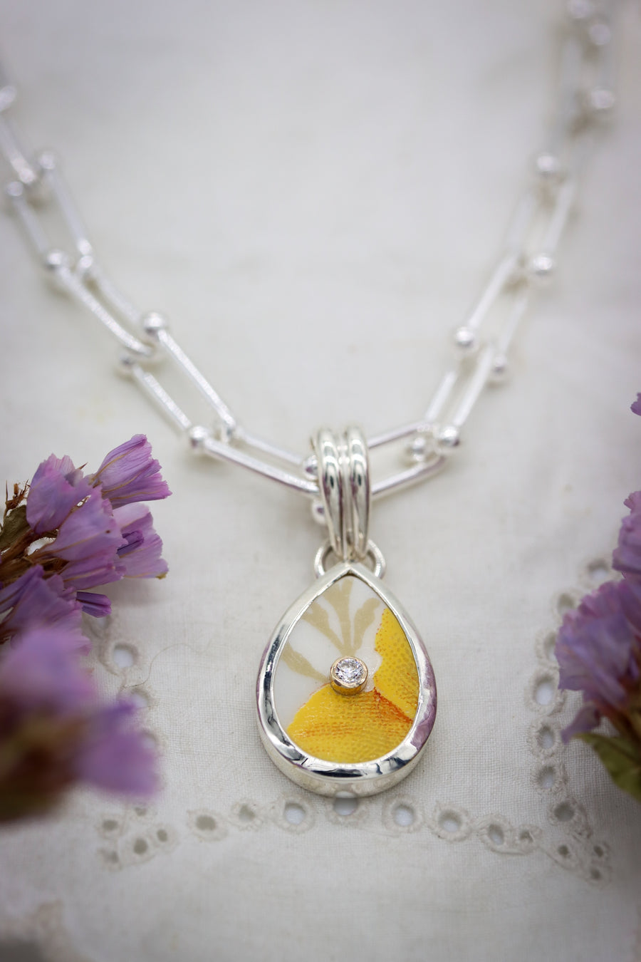 Diamond California Poppy Necklace