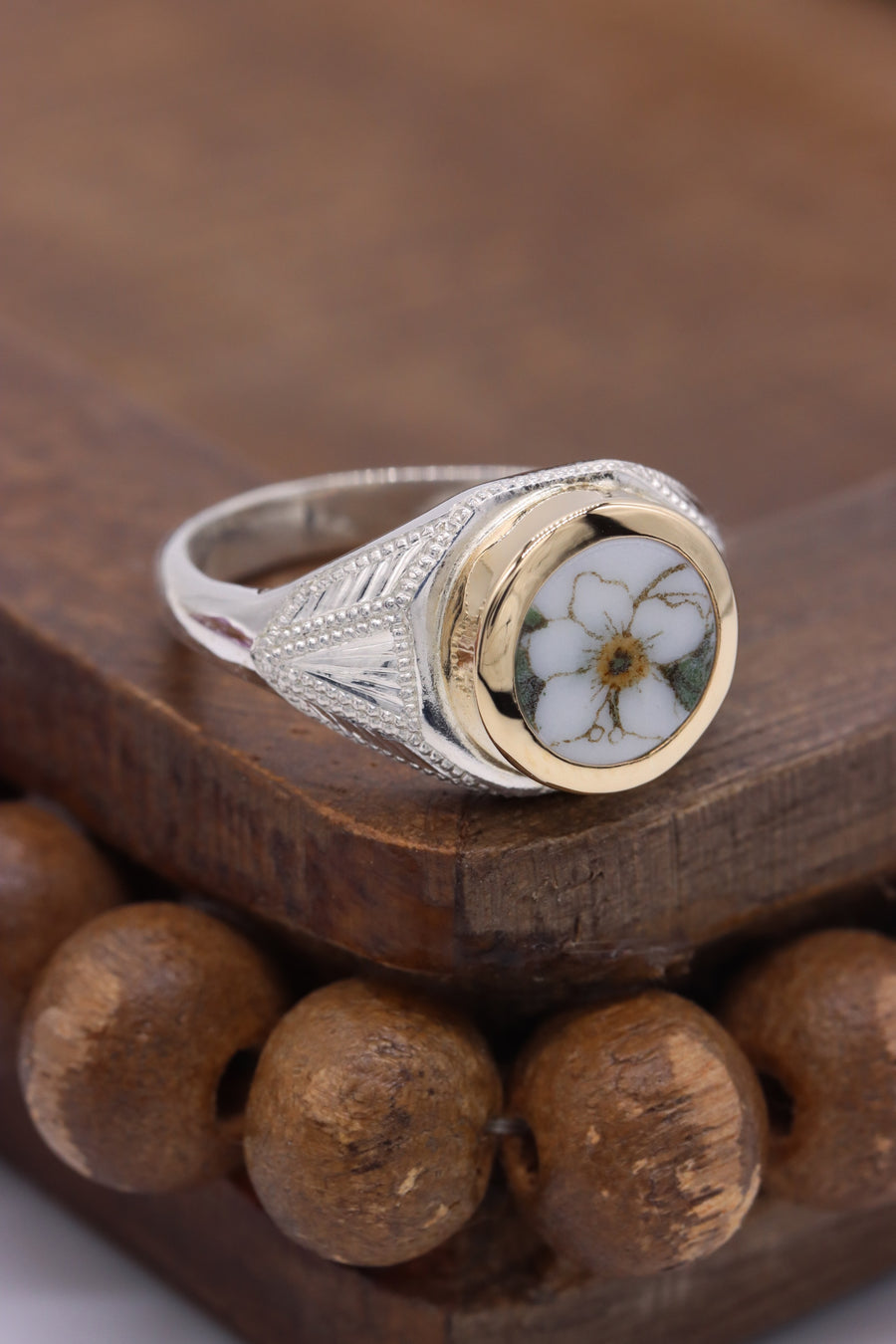 Octagonal Orange Blossom Ring - Size 6.5