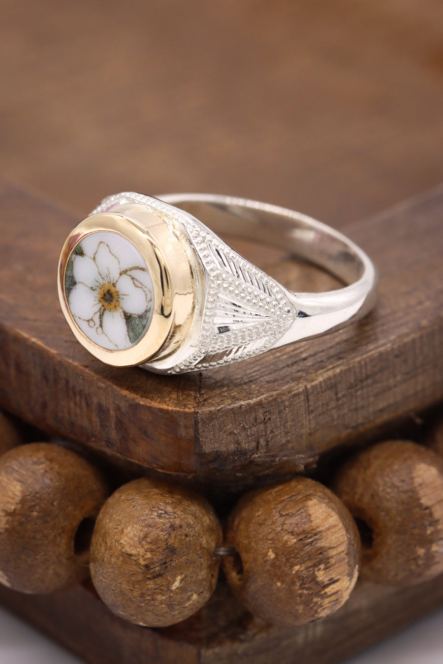 Octagonal Orange Blossom Ring - Size 6.5