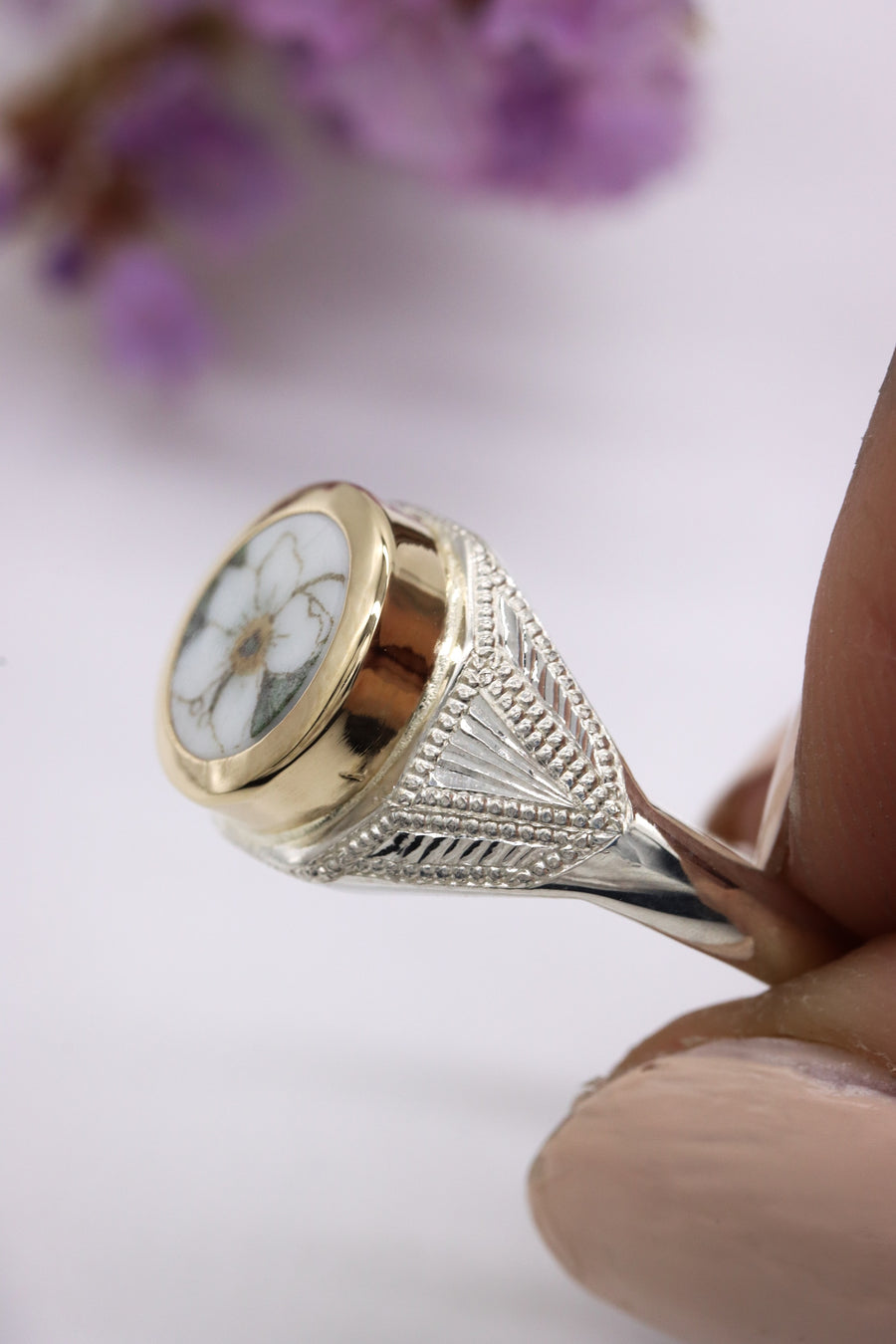 Octagonal Orange Blossom Ring - Size 6.5