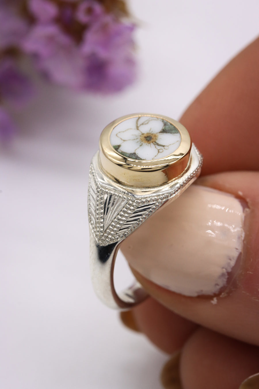 Octagonal Orange Blossom Ring - Size 6.5