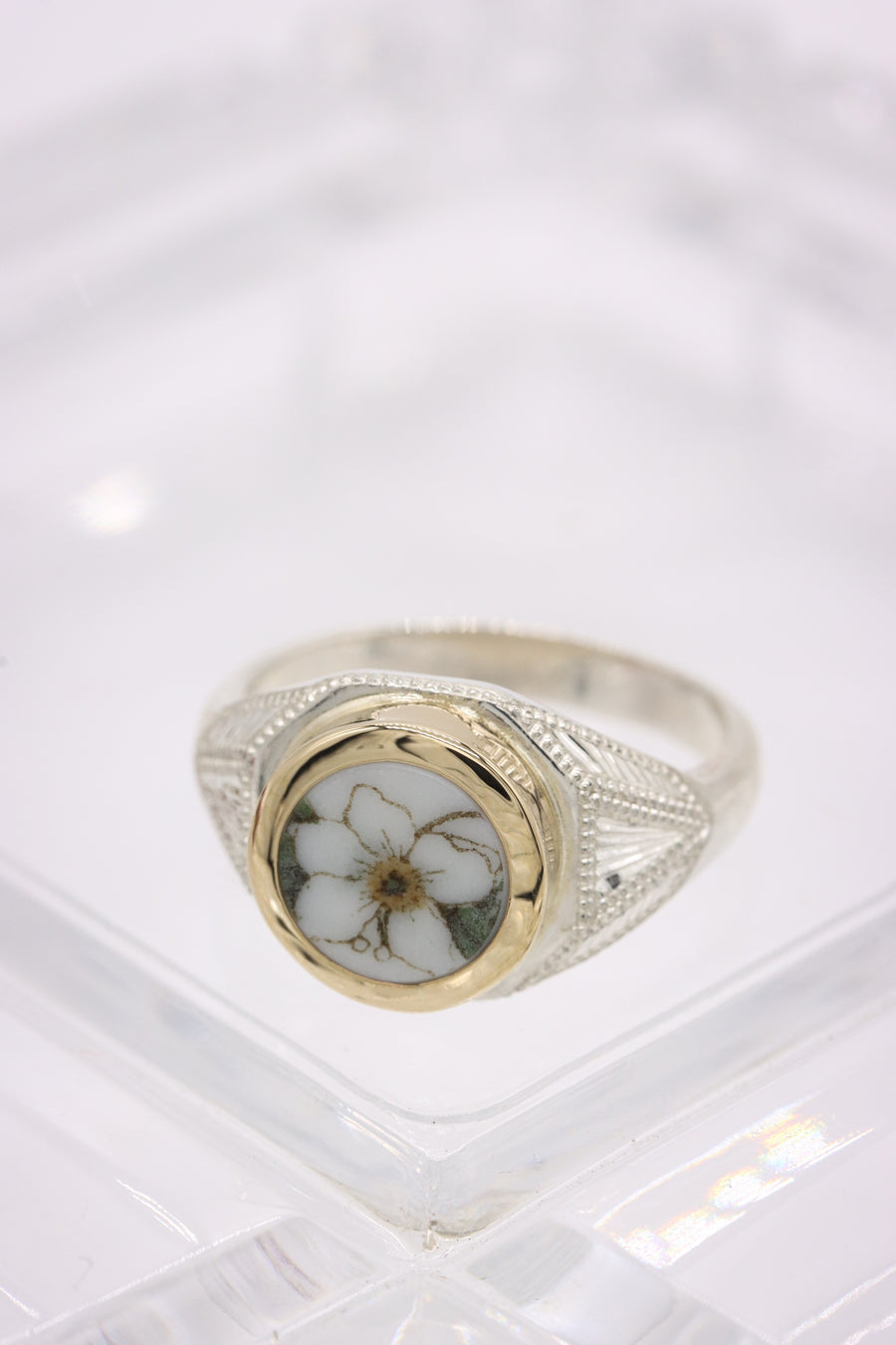Octagonal Orange Blossom Ring - Size 6.5