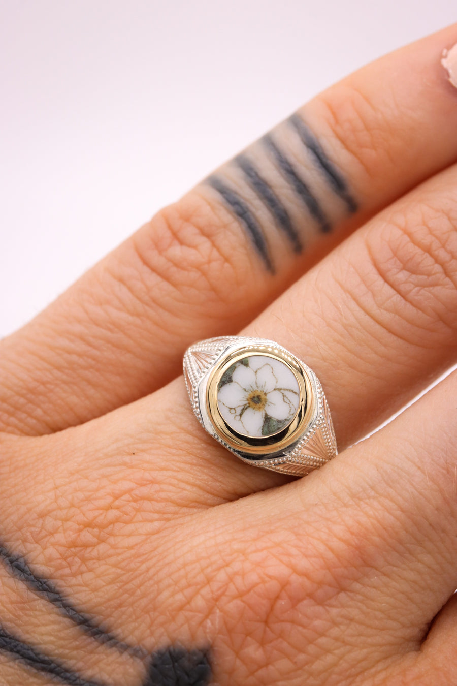 Octagonal Orange Blossom Ring - Size 6.5