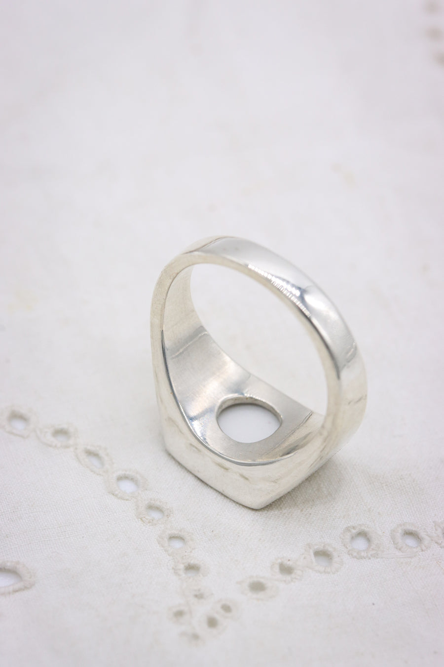 Square Orange Blossom Signet Ring - Size 8