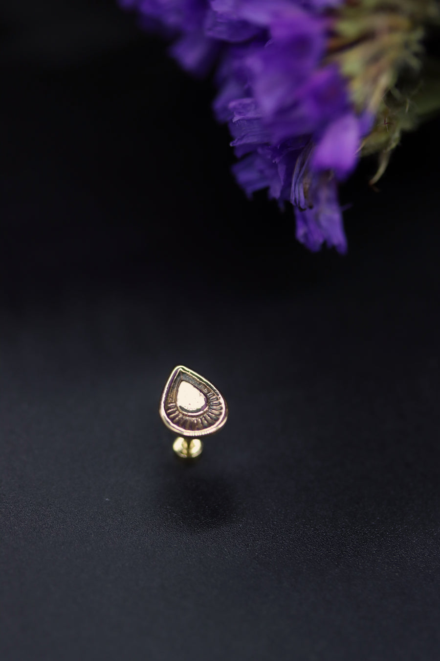 14k Gold Stamped Nose Stud