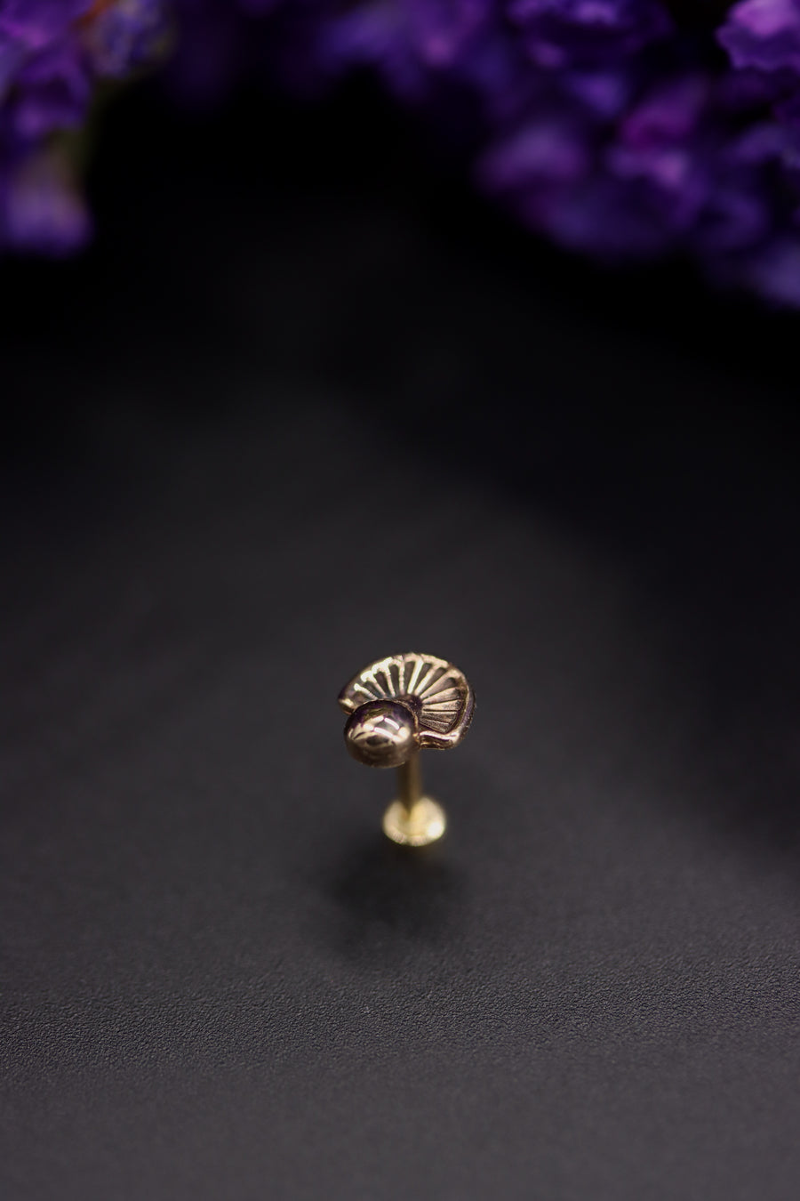 14k Gold Stamped Nose Stud