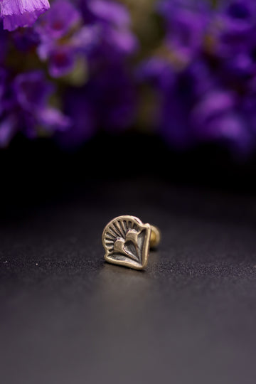 14k Gold Stamped Nose Stud