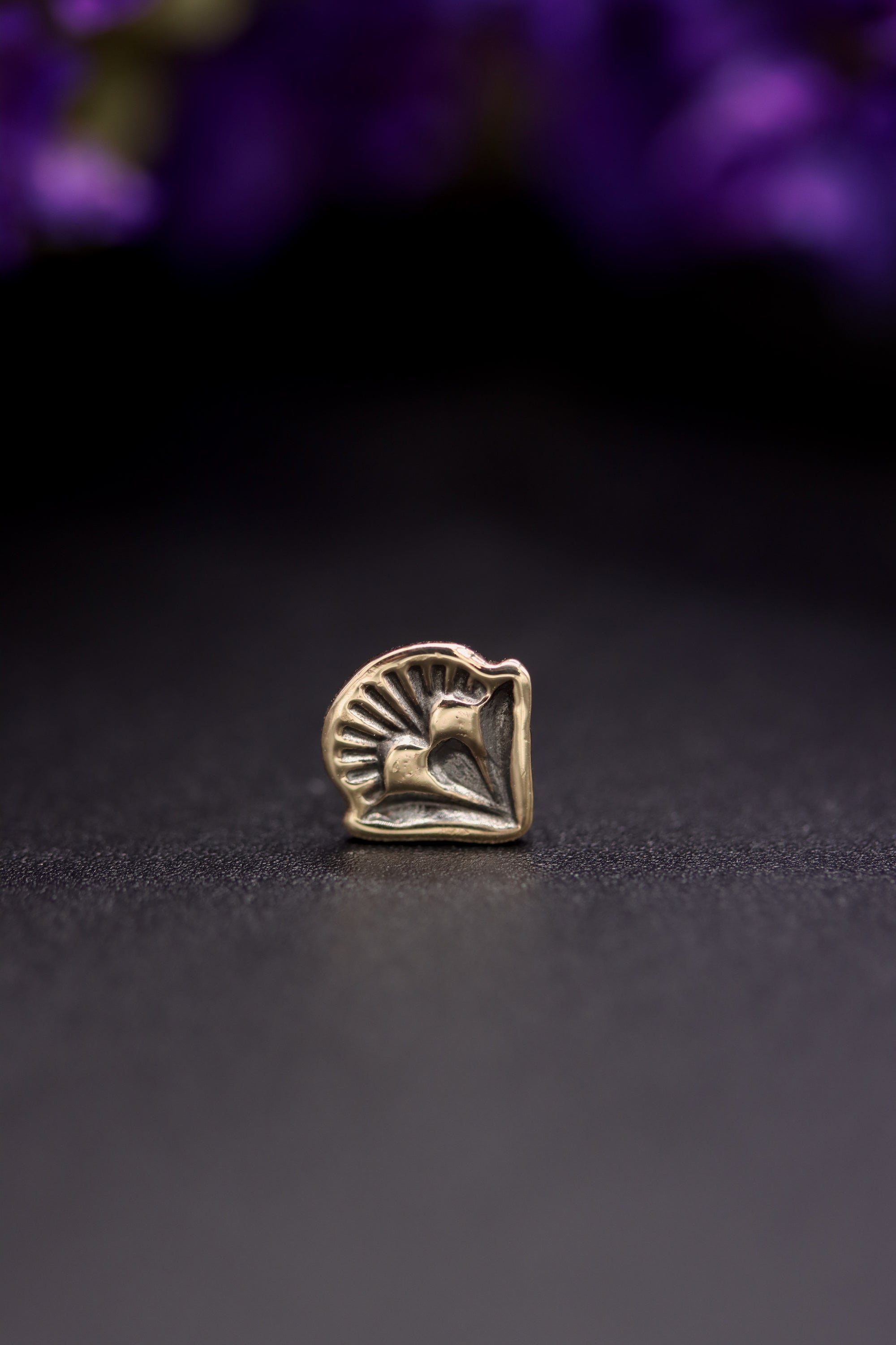 14k Gold Stamped Nose Stud