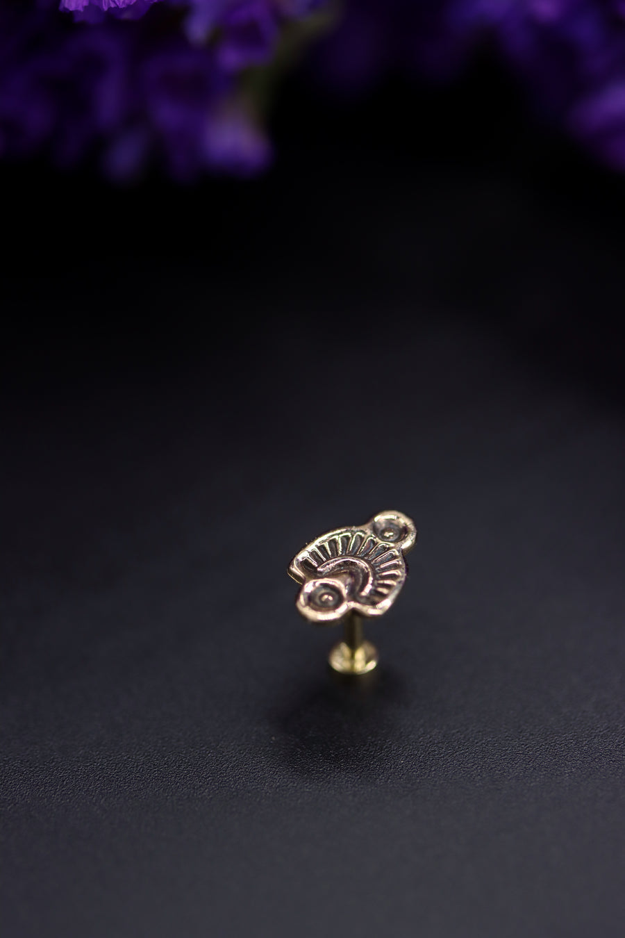 14k Gold Stamped Nose Stud