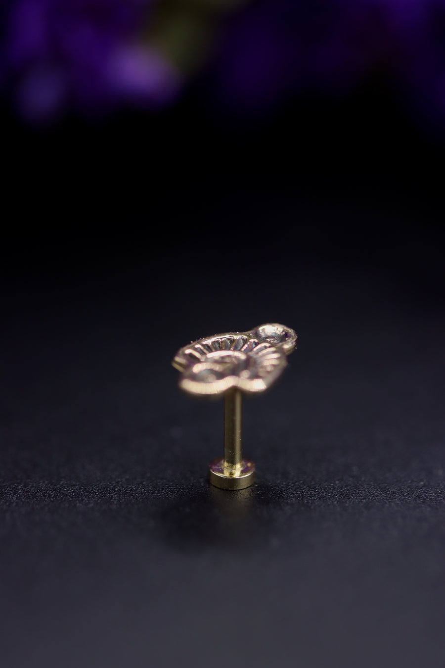 14k Gold Stamped Nose Stud