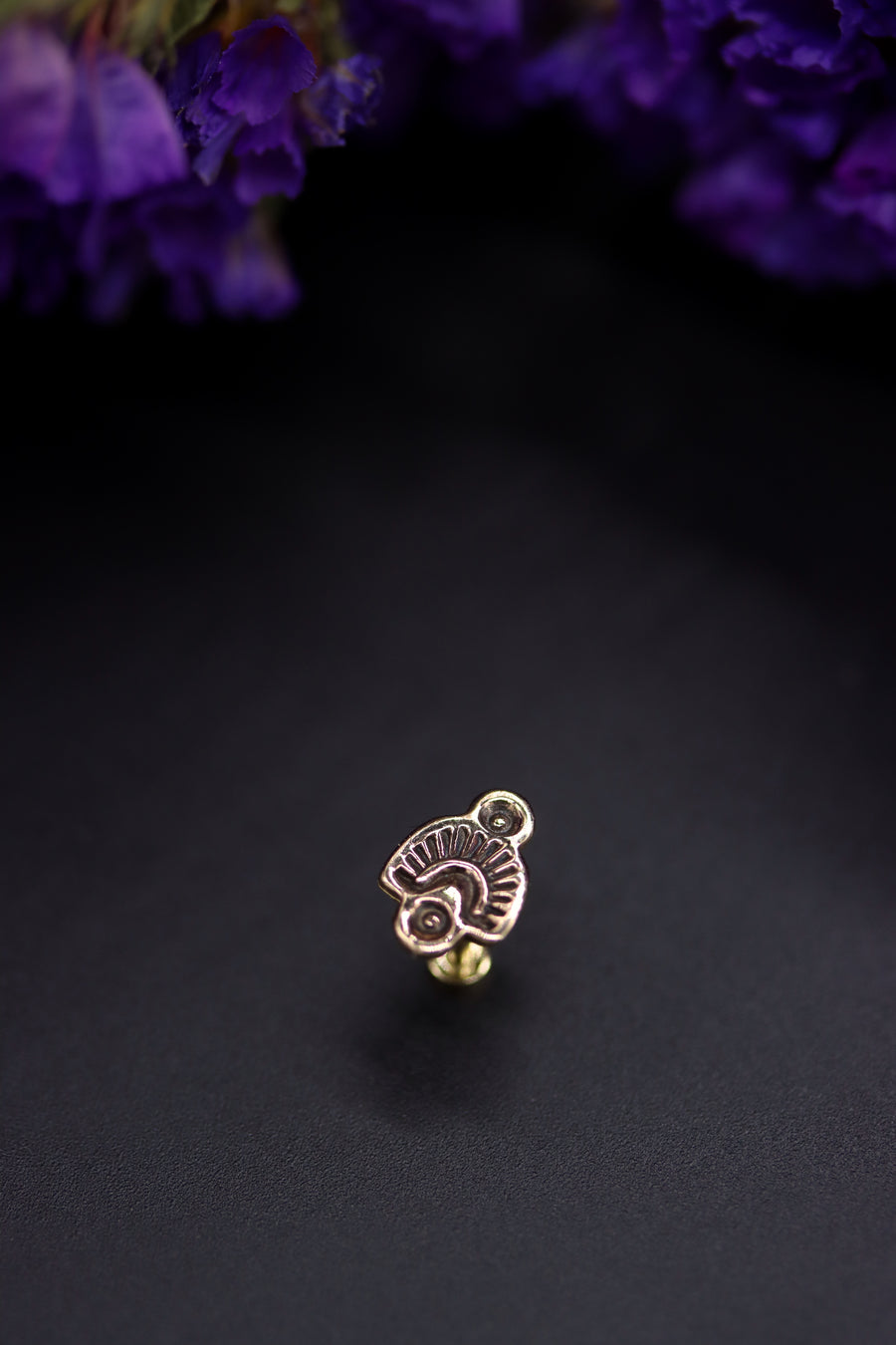 14k Gold Stamped Nose Stud