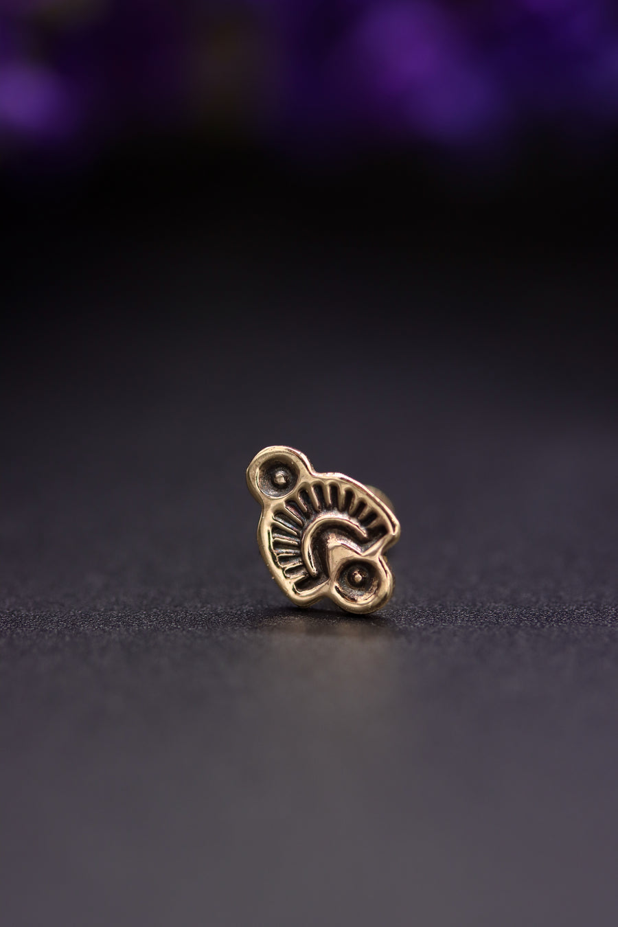 14k Gold Stamped Nose Stud