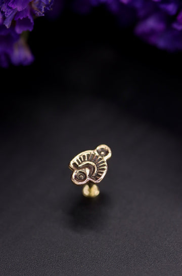 14k Gold Stamped Nose Stud