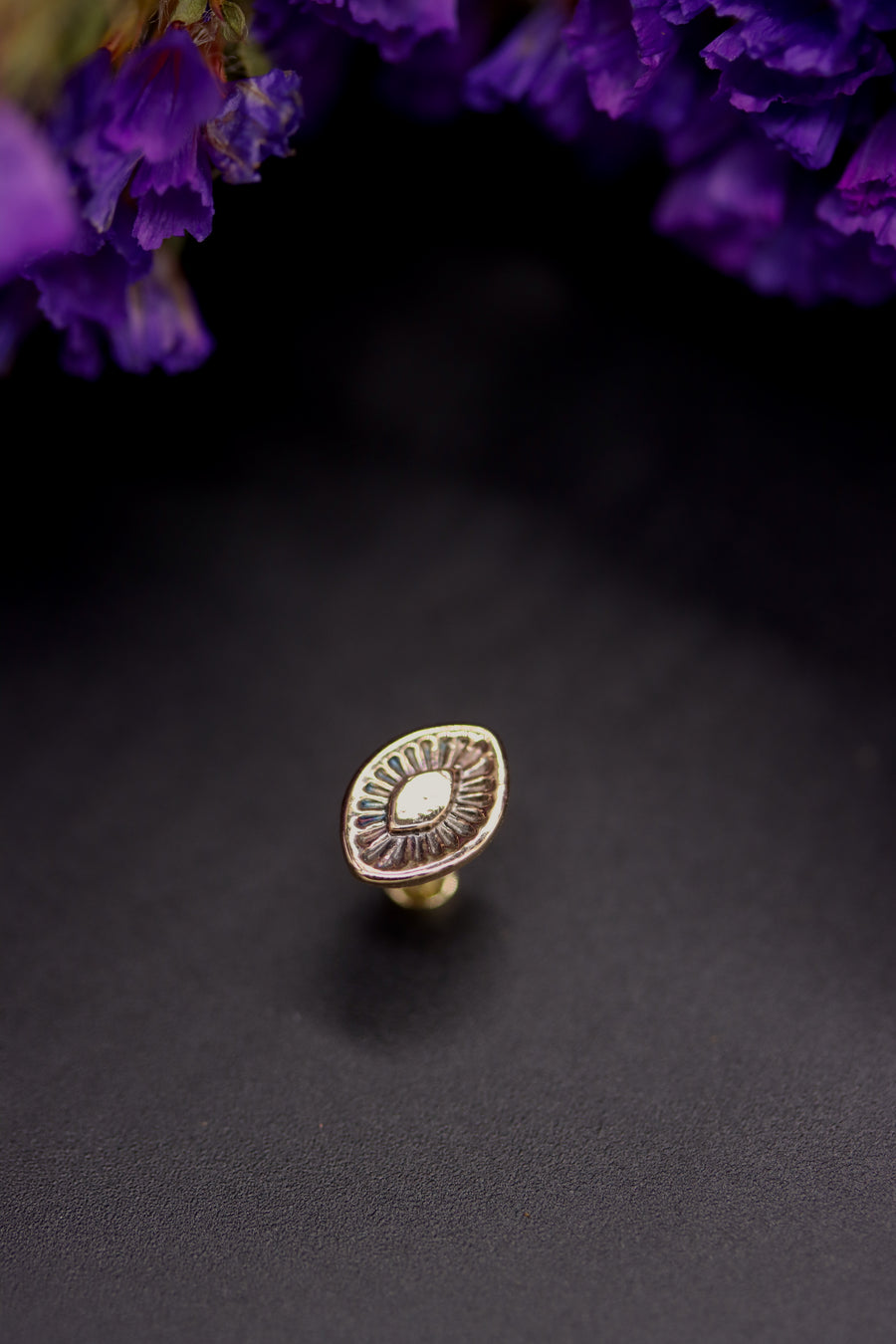 14k Gold Stamped Nose Stud