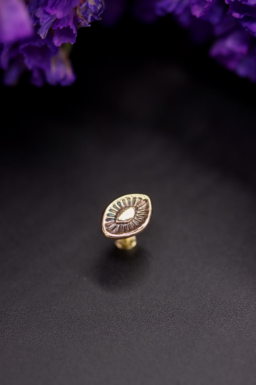 14k Gold Stamped Nose Stud