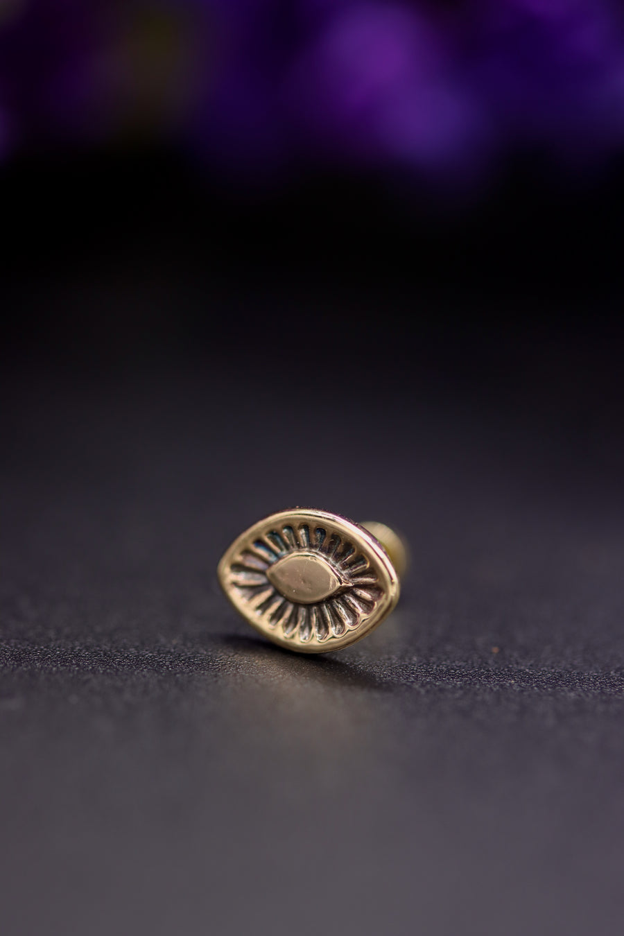 14k Gold Stamped Nose Stud