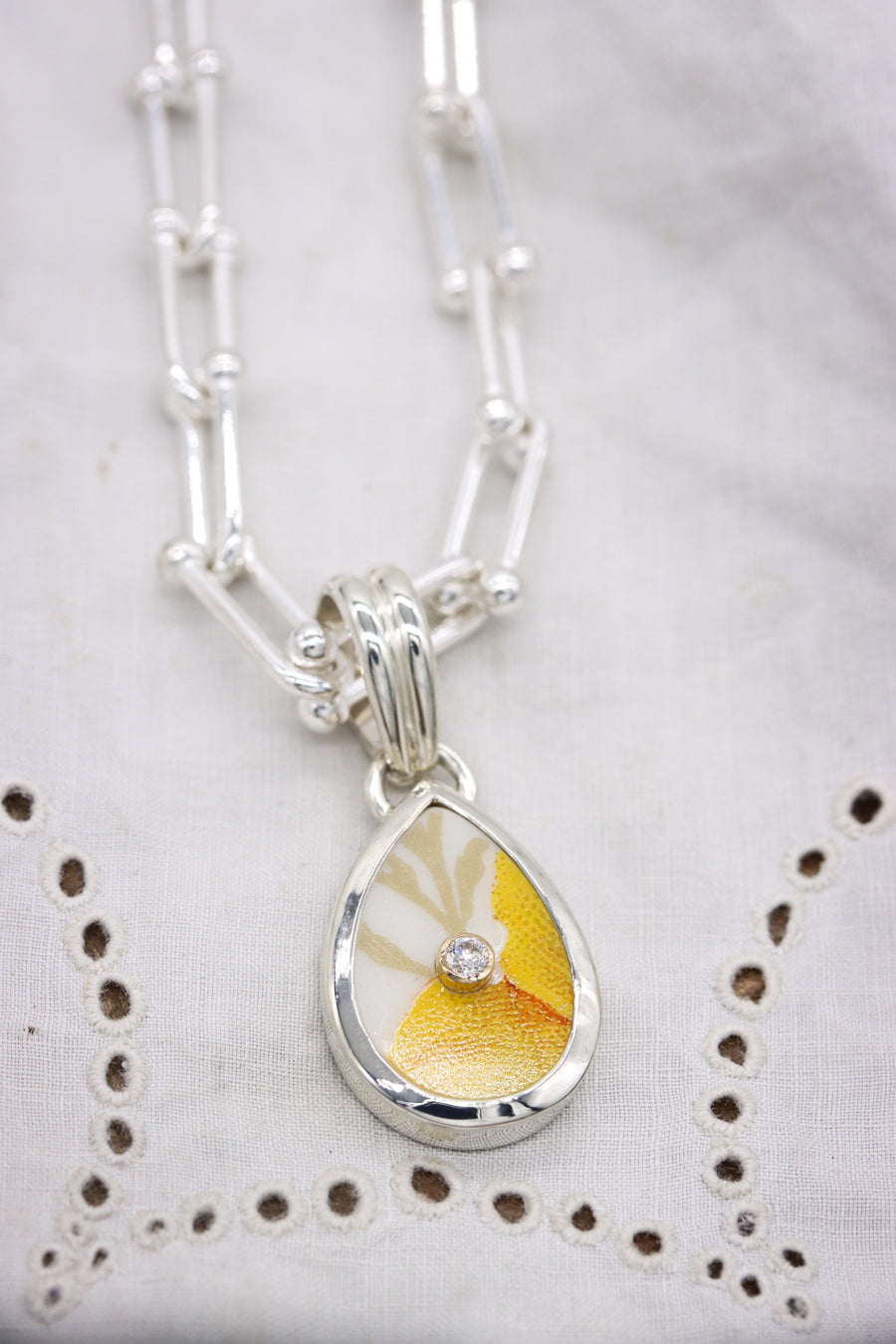 Diamond California Poppy Necklace