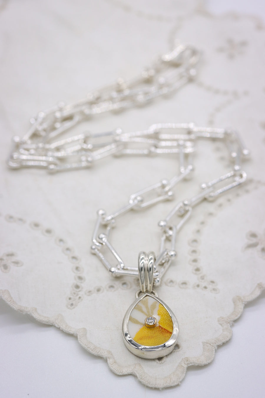 Diamond California Poppy Necklace