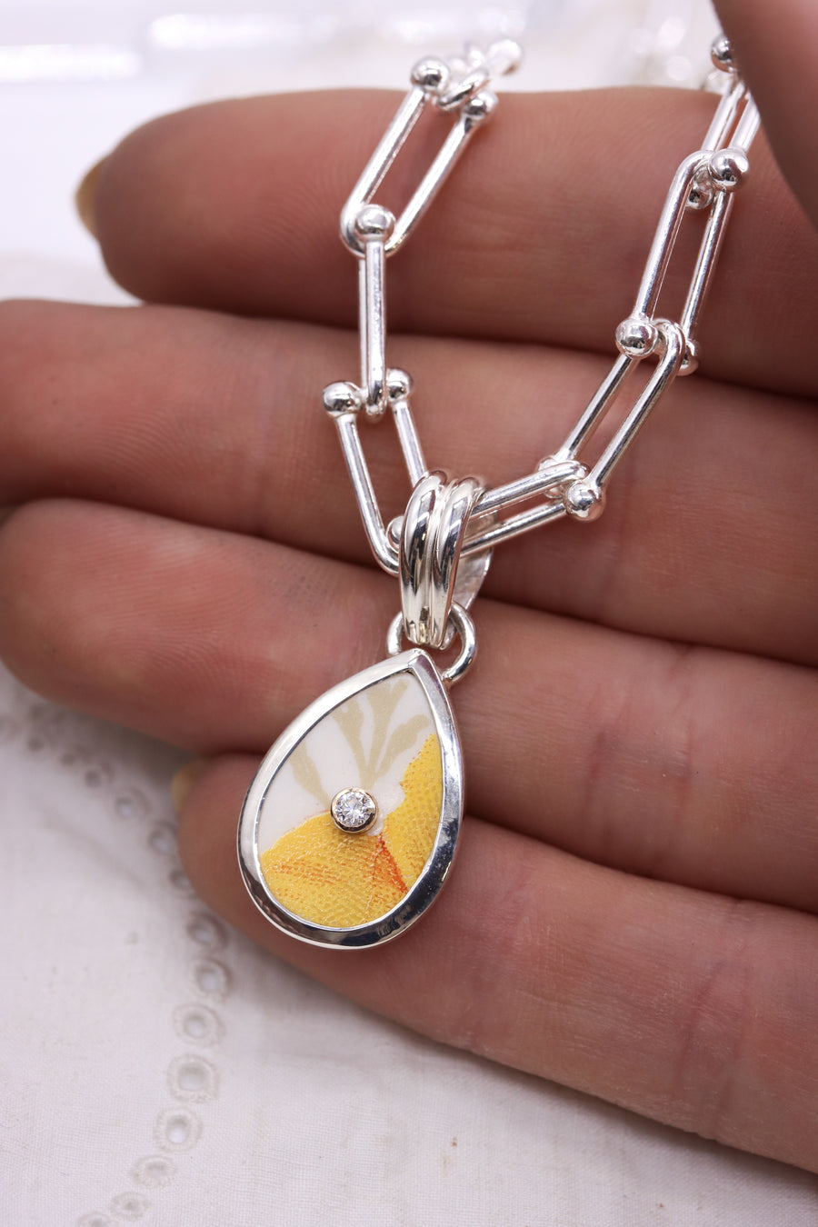 Diamond California Poppy Necklace