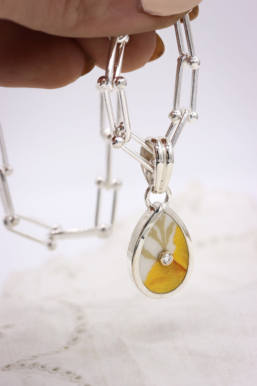 Diamond California Poppy Necklace