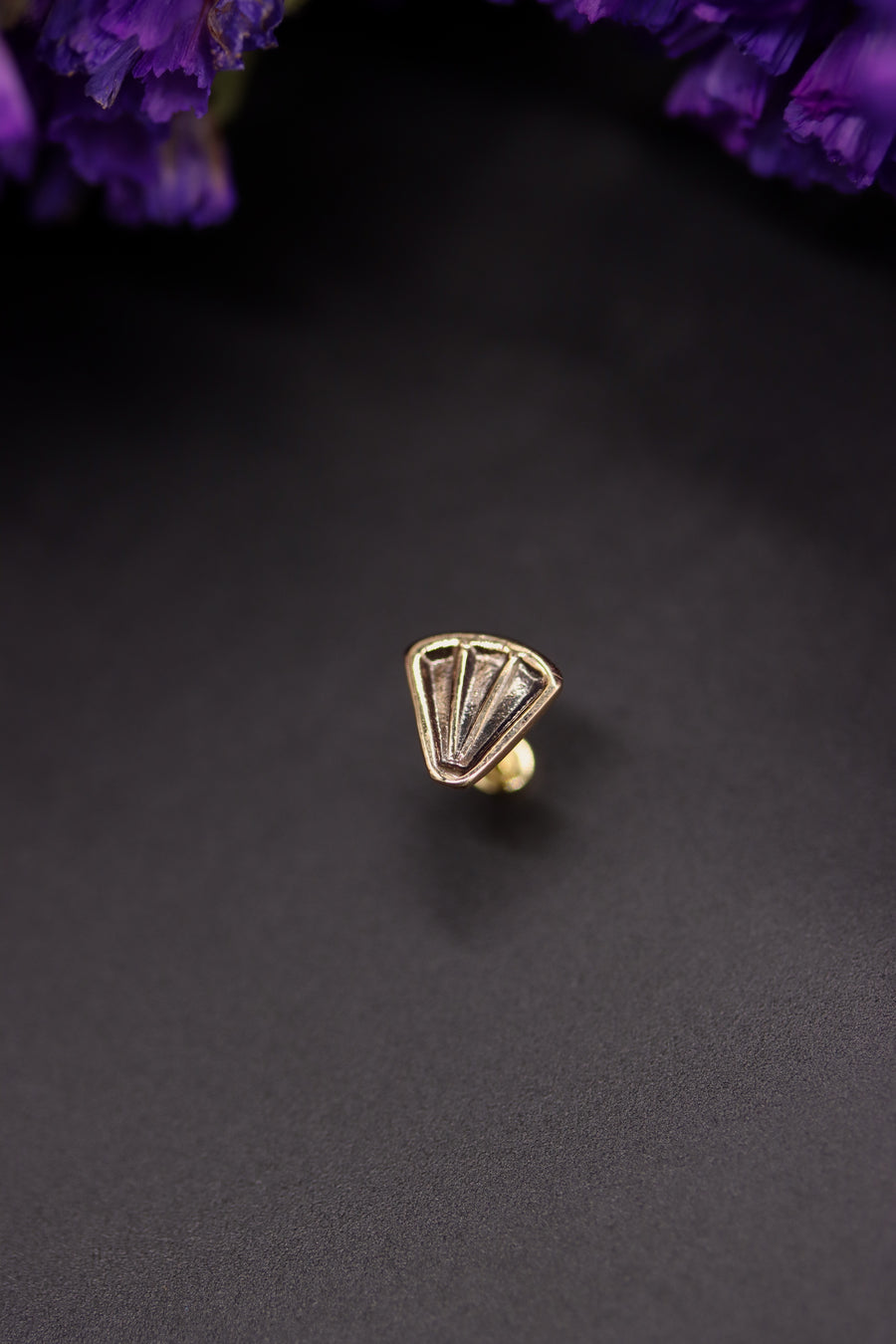 14k Gold Stamped Nose Stud