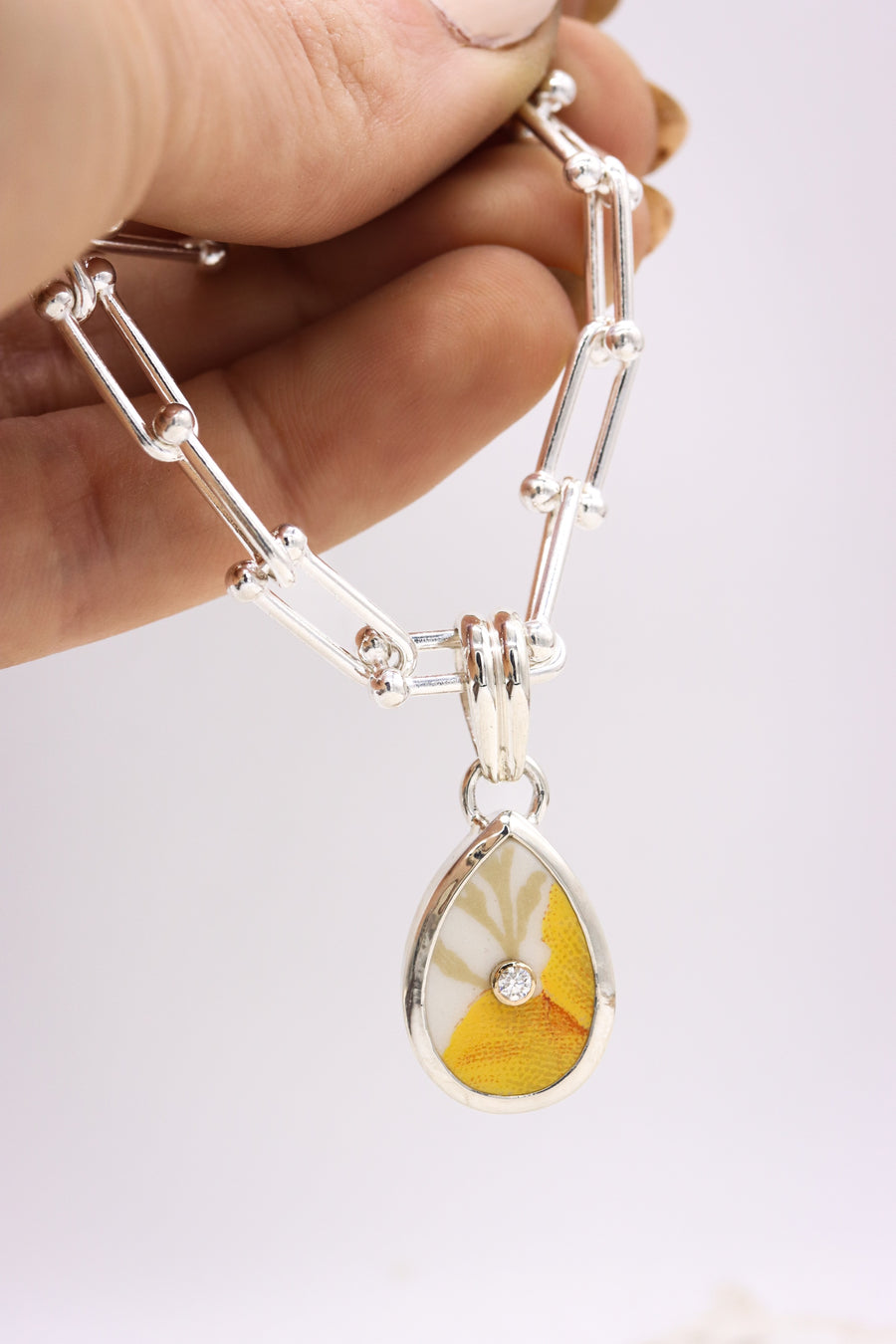 Diamond California Poppy Necklace