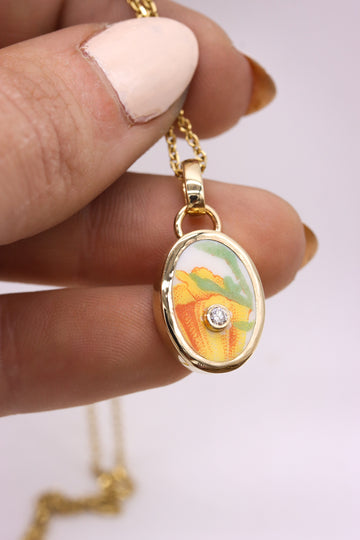 Diamond California Poppy Charm