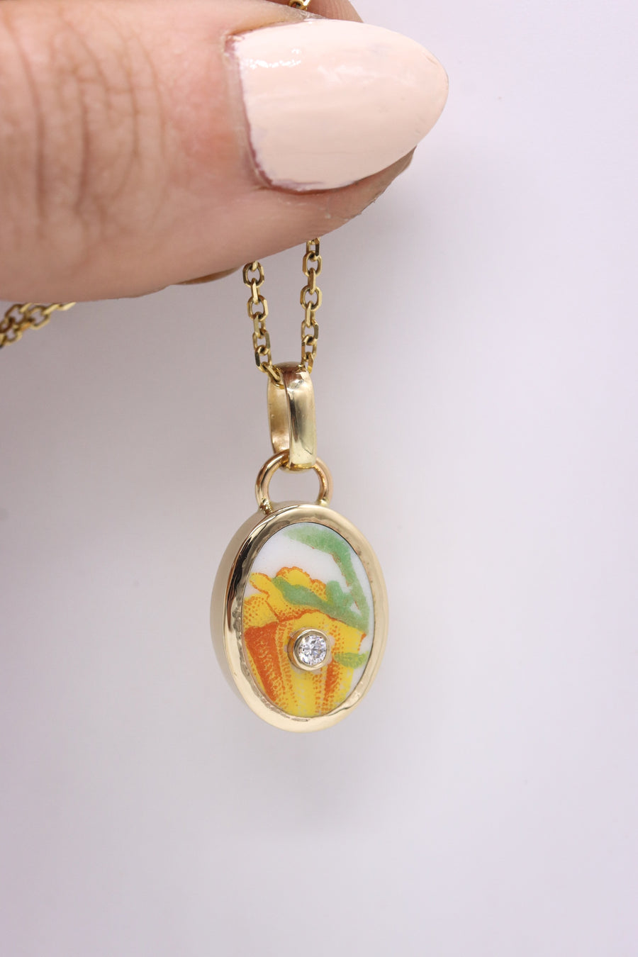 Diamond California Poppy Charm