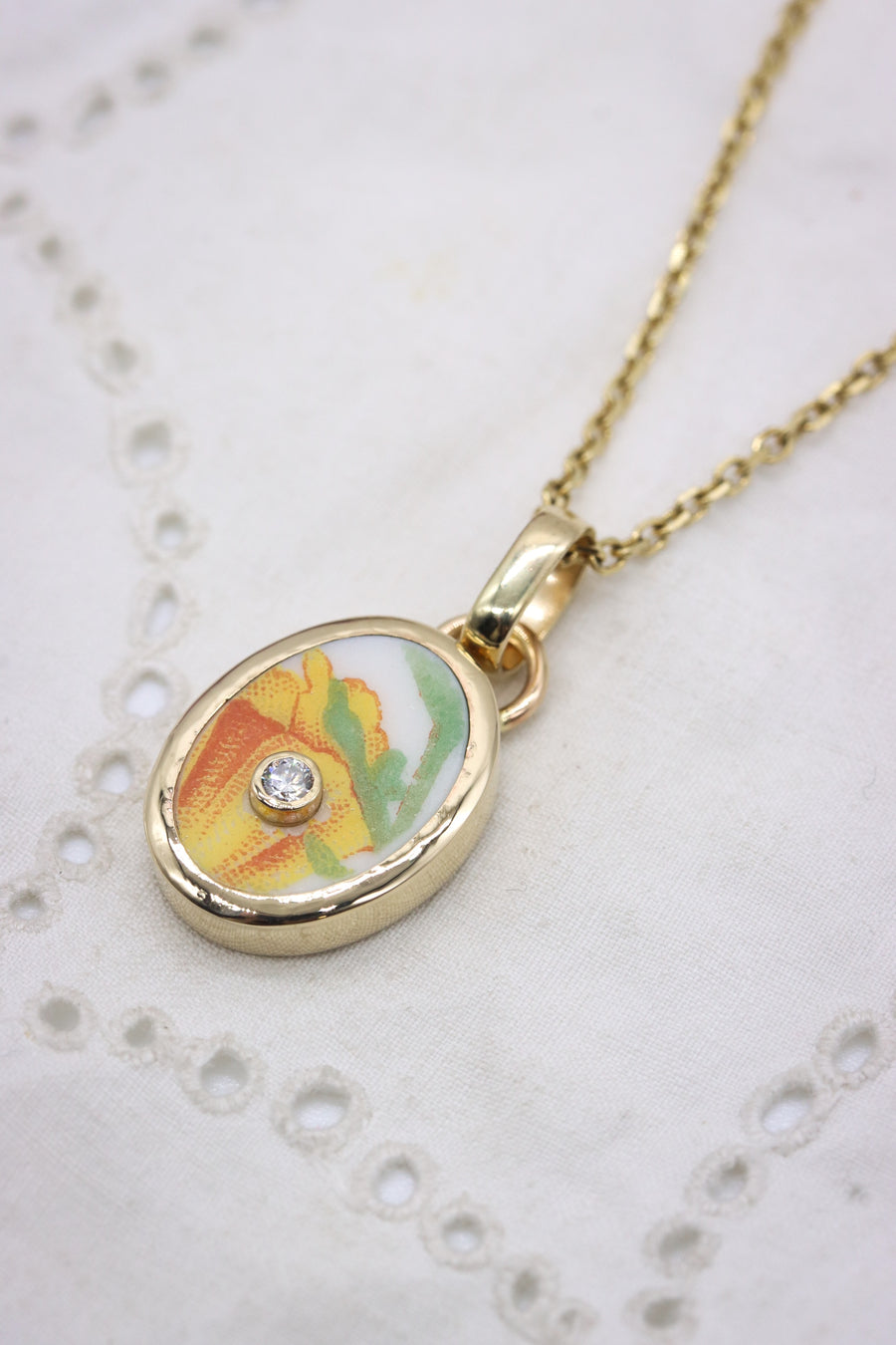 Diamond California Poppy Charm