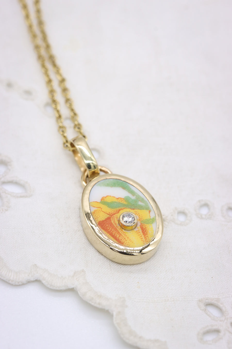 Diamond California Poppy Charm