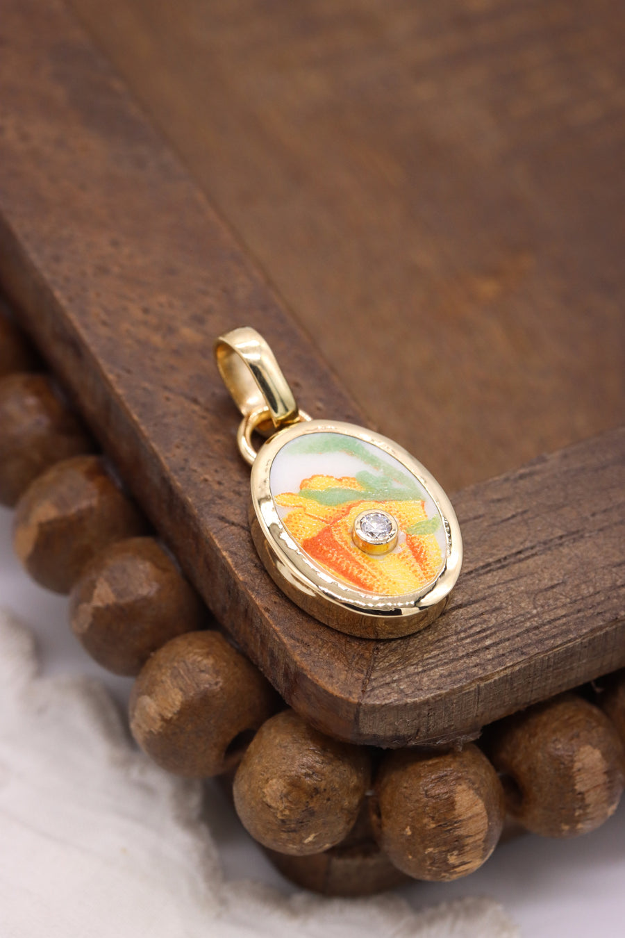 Diamond California Poppy Charm