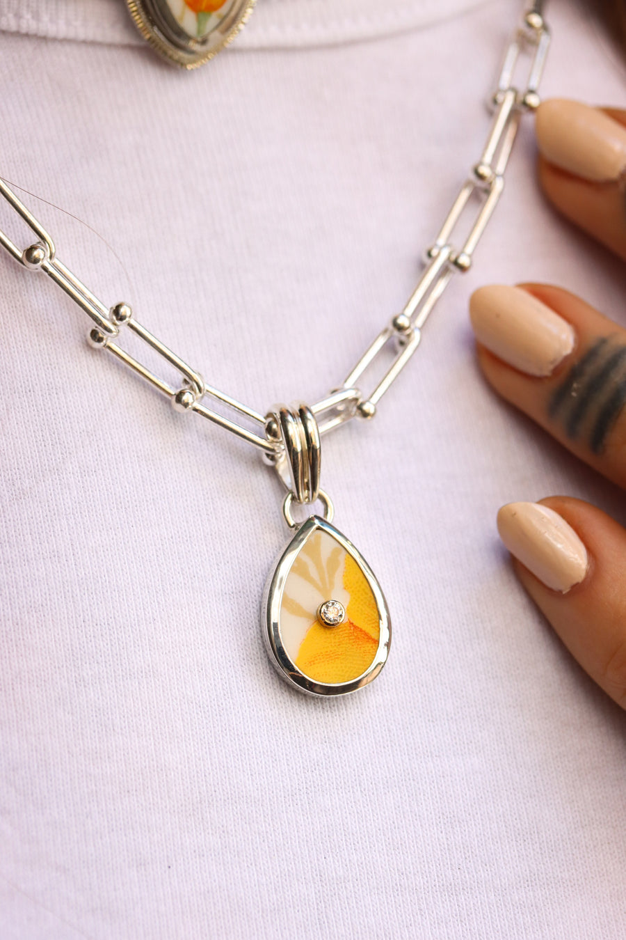 Diamond California Poppy Necklace