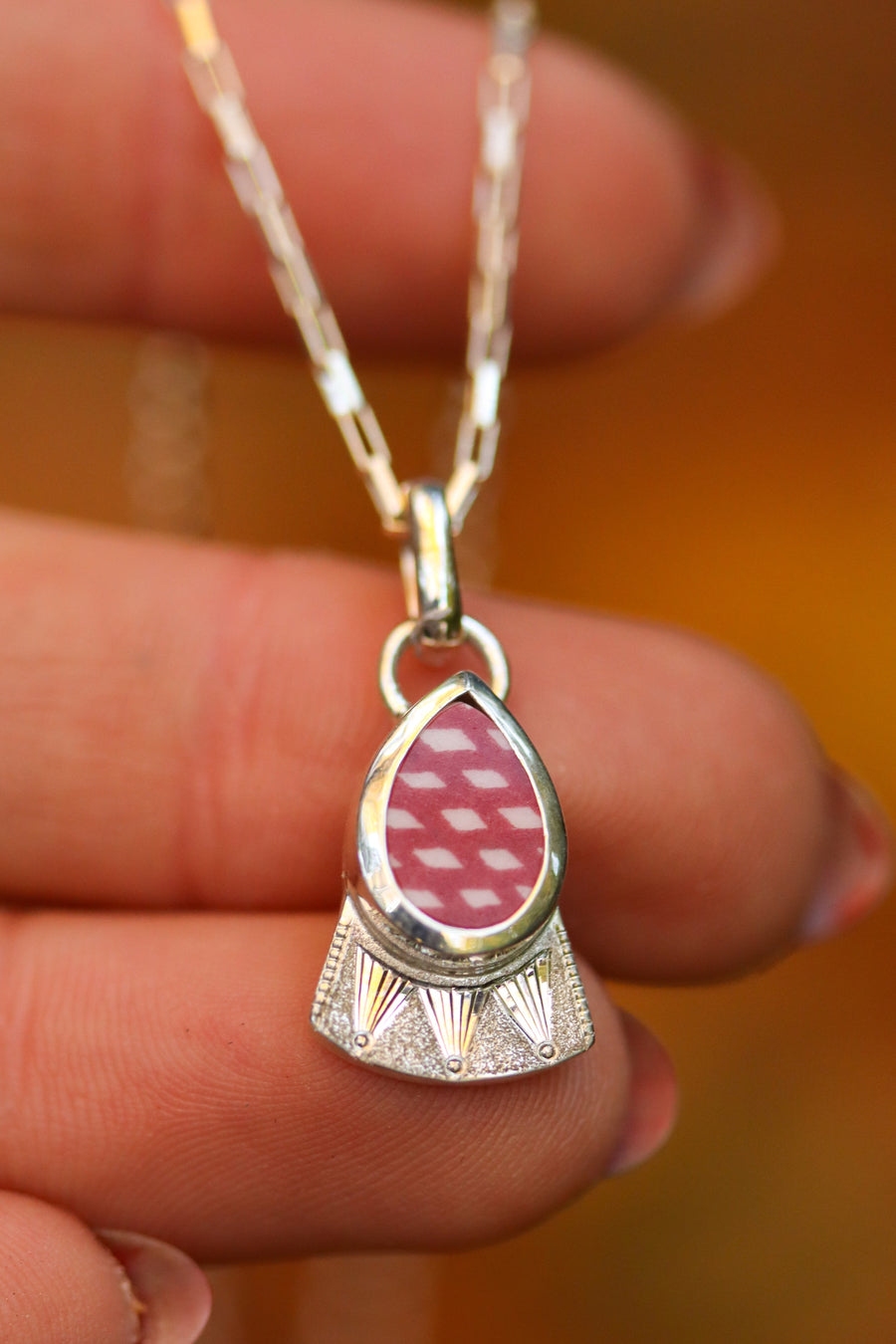Teardrop Hand Engraved Santa Fe Charm