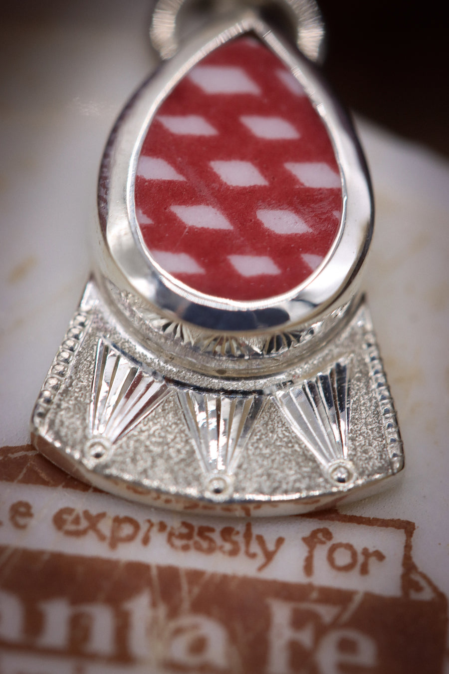 Teardrop Hand Engraved Santa Fe Charm