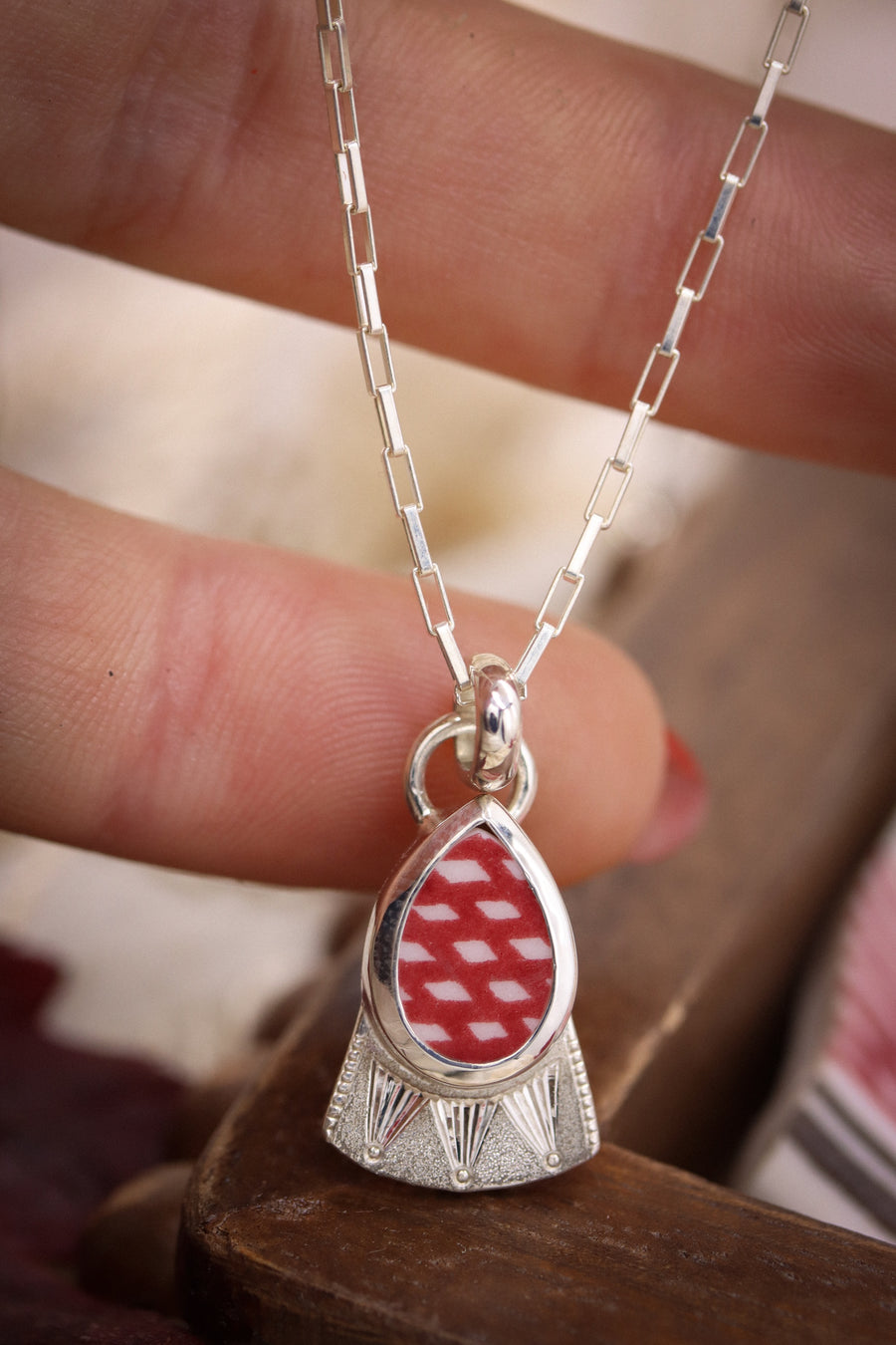 Teardrop Hand Engraved Santa Fe Charm