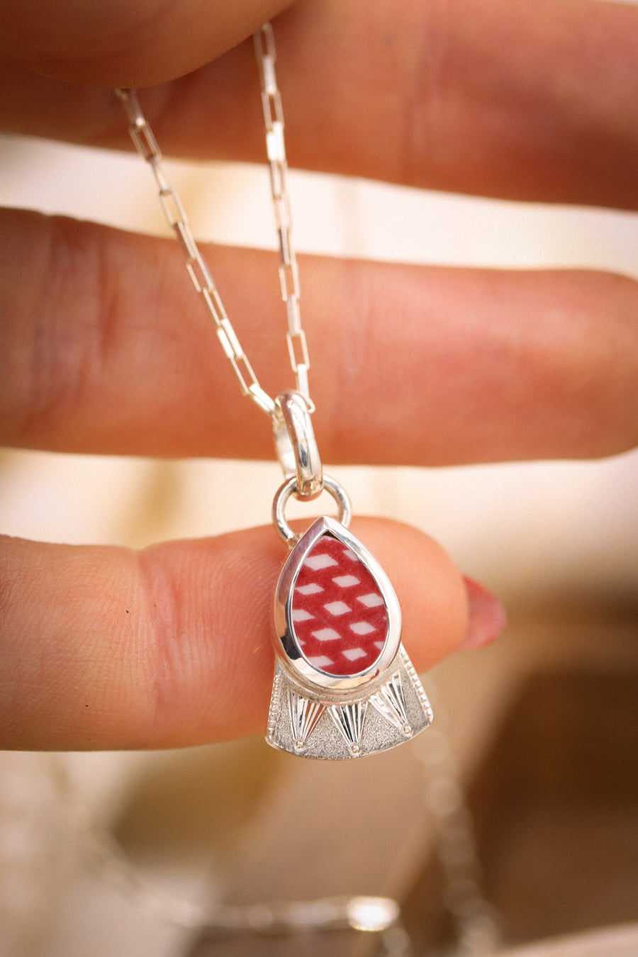 Teardrop Hand Engraved Santa Fe Charm