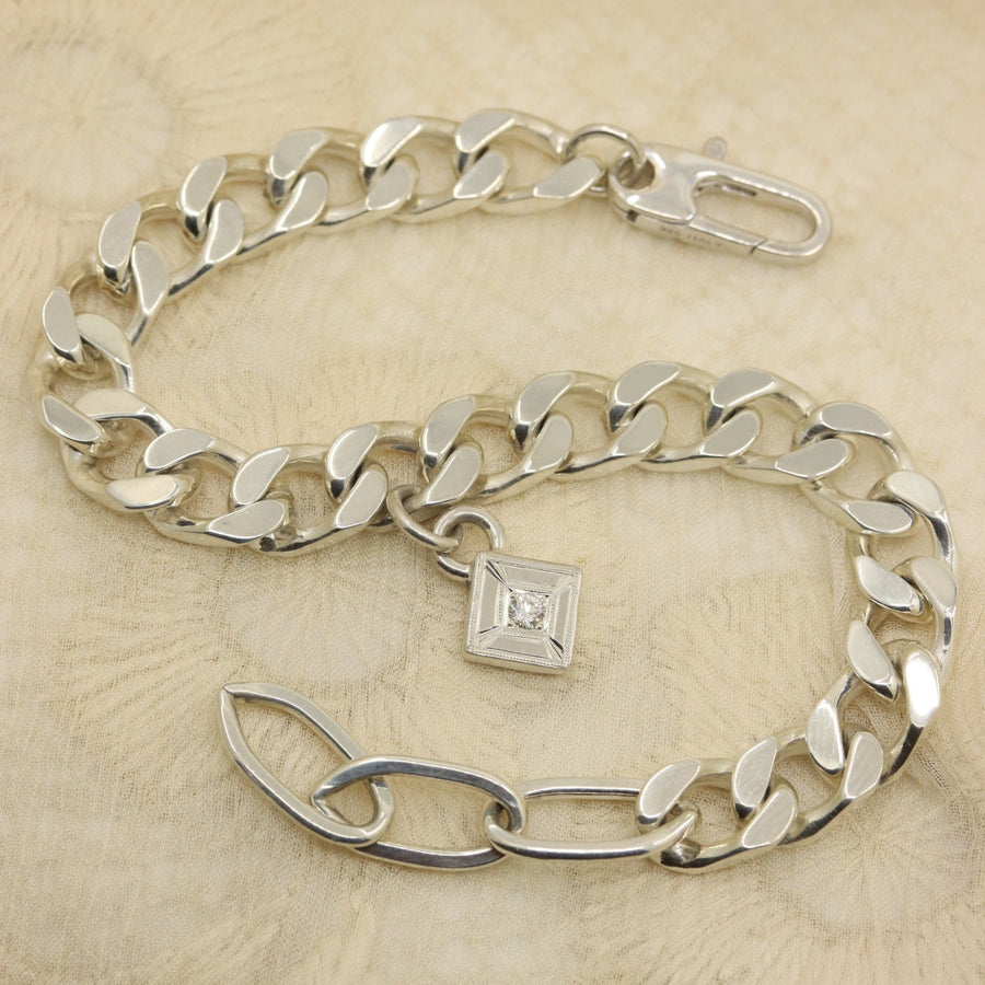 Diamond Curb Link Charm Bracelet