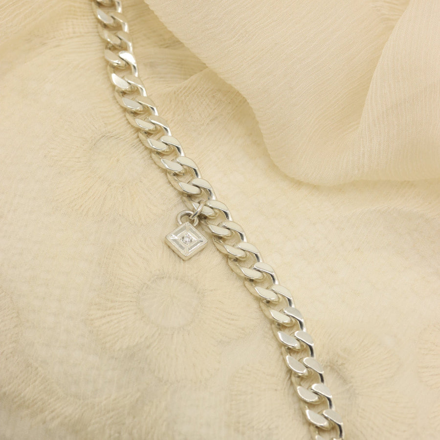 Diamond Curb Link Charm Bracelet