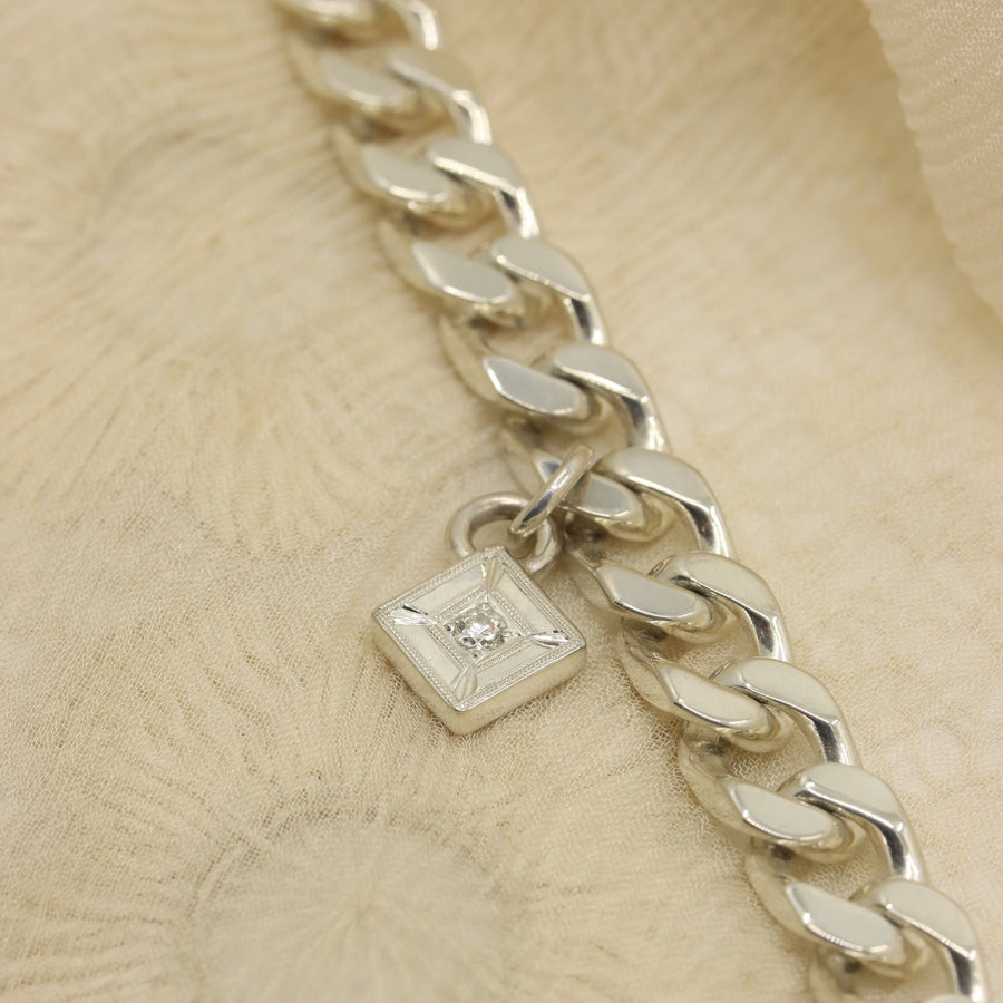 Diamond Curb Link Charm Bracelet