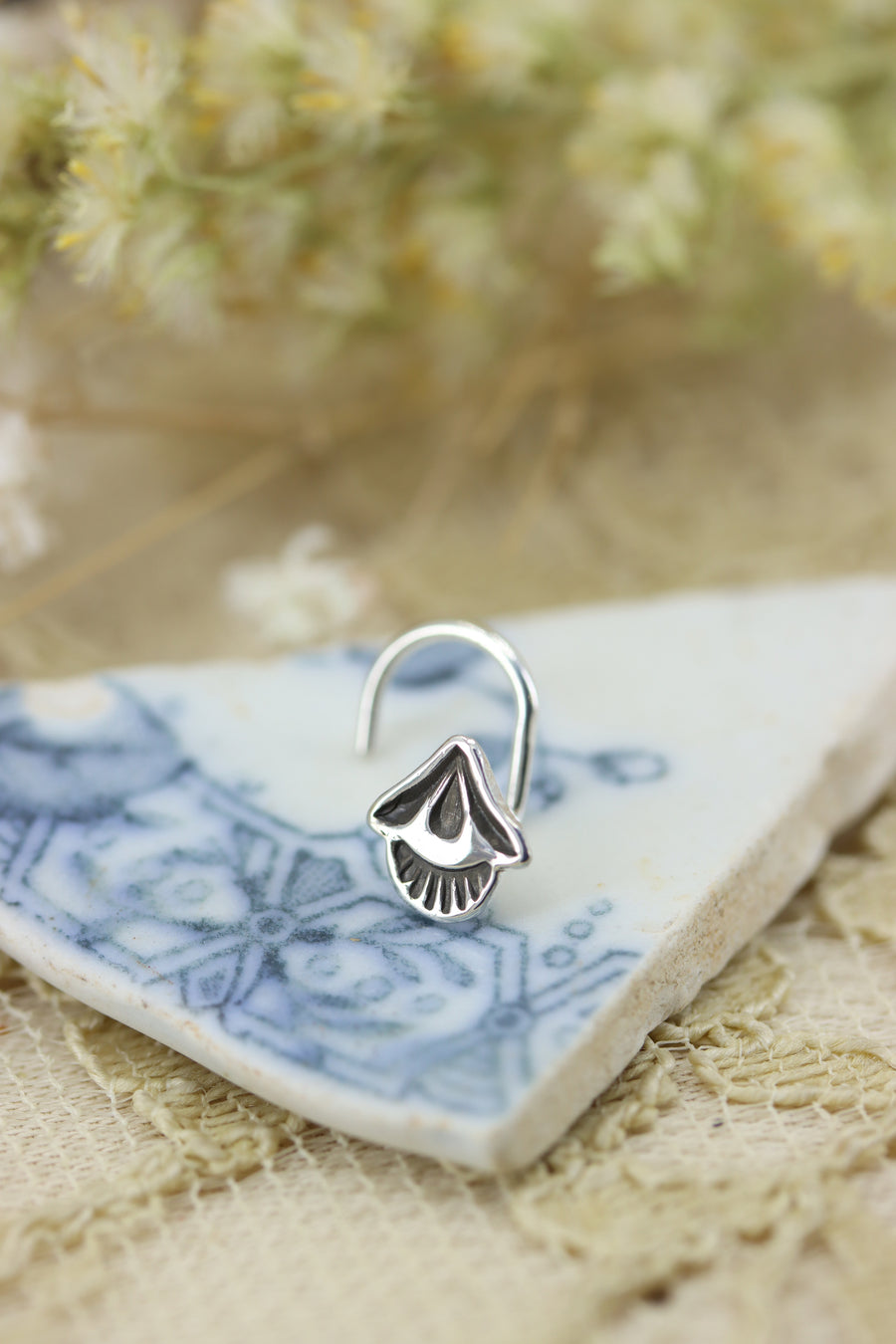 Stamped Silver Nose Stud