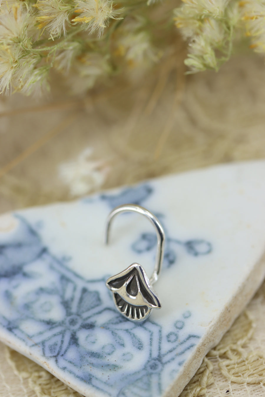 Stamped Silver Nose Stud