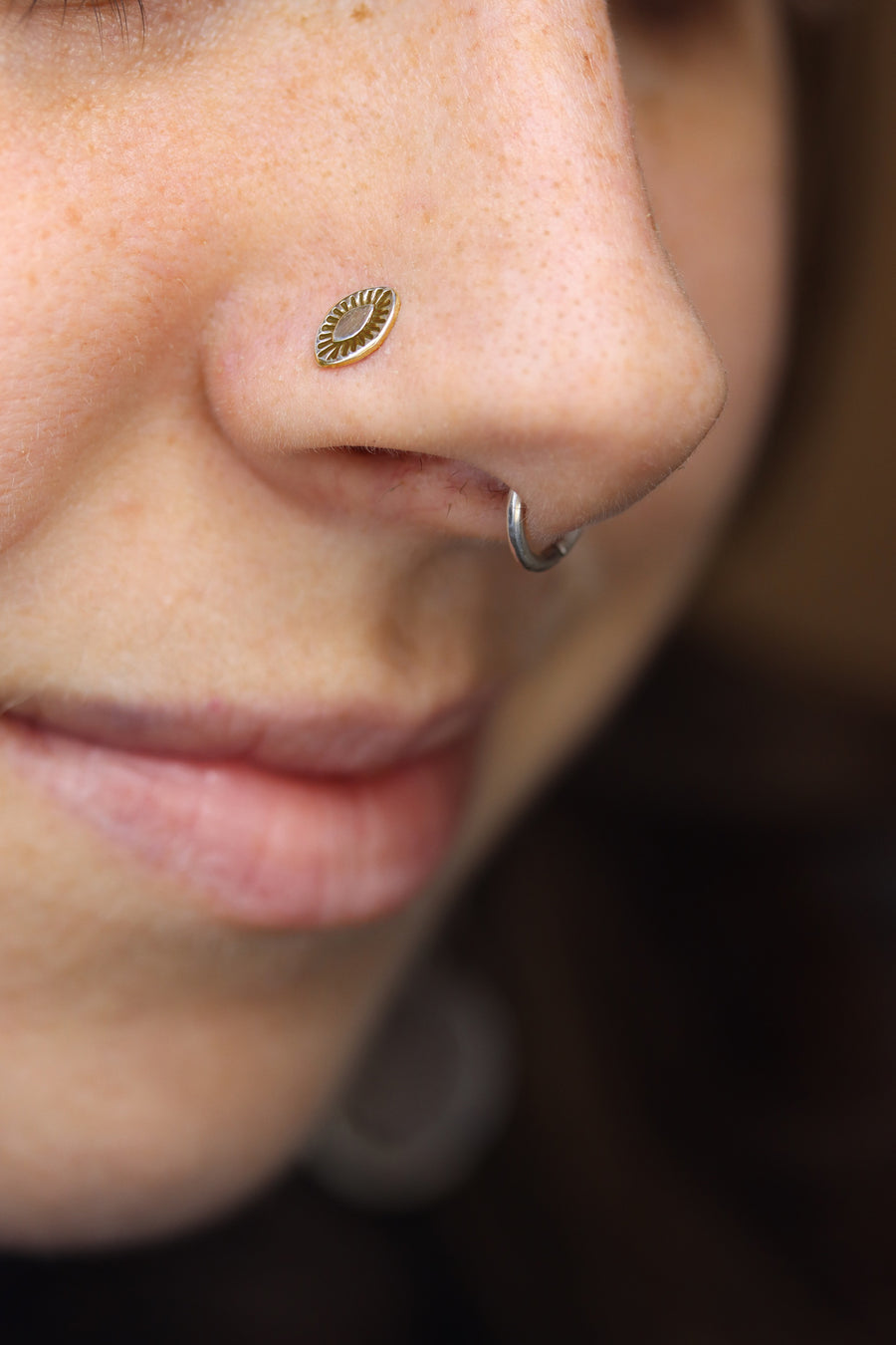 14k Gold Stamped Nose Stud