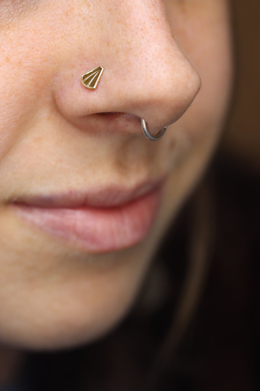 14k Gold Stamped Nose Stud