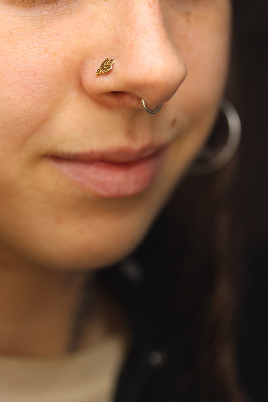 14k Gold Stamped Nose Stud